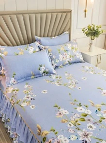 Home Textile Bedding Skin-Friendly Soft Modern Style Double-Layer Lace Edge Thickened Grinding And Activated Printing Multicolor Single/Double Bed Skirt One Piece - Multicolor - View 2