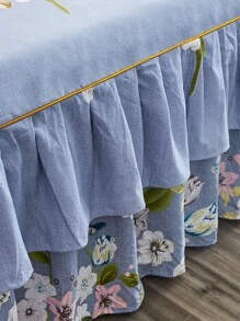 Home Textile Bedding Skin-Friendly Soft Modern Style Double-Layer Lace Edge Thickened Grinding And Activated Printing Multicolor Single/Double Bed Skirt One Piece - Multicolor - View 4