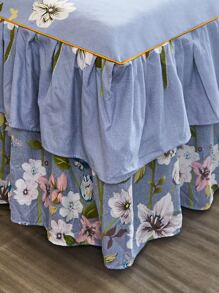 Home Textile Bedding Skin-Friendly Soft Modern Style Double-Layer Lace Edge Thickened Grinding And Activated Printing Multicolor Single/Double Bed Skirt One Piece - Multicolor - View 5