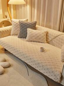 Khăn Sofa Màu Be, Tối Giản Polyester Chống Trơn Trượt Ca Rô Nổi Khăn Cho Tất Cả Các Mùa - Màu be - Xem 1