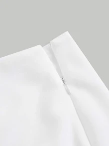 SHEIN MOD pecho con fruncido Camiseta crop & Falda bajo con abertura - Blanco - Ver 3