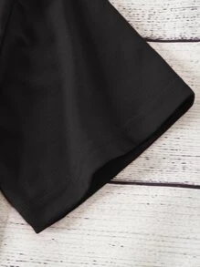 SHEIN LUNE Áo thun nữ Thực vật Giải trí - màu đen - Xem 4