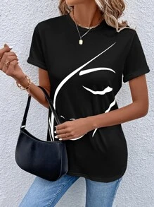 SHEIN LUNE Figure Graphic Tee - Black - View 6