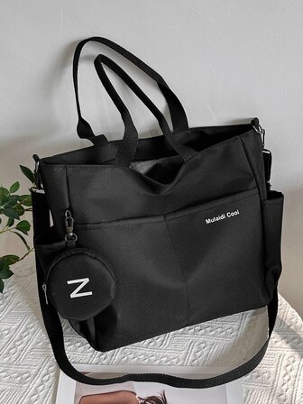 字母圖案購物袋帶零錢包