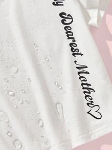 SHEIN Girls Slogan Graphic Waterproof Tee - White - View 3