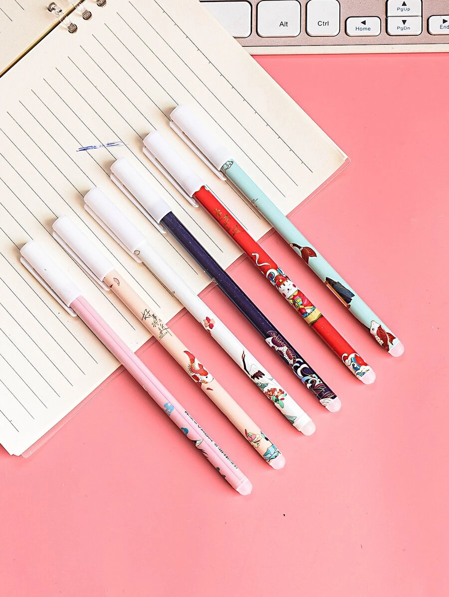 6pcs Cartoon Graphic Gel Pen - Multicolor - View 1