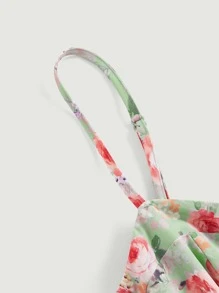 SHEIN MOD Rygglös Krås Hem Dragkedja Blommig Boho Klänning - Multifärgad - Visa 3