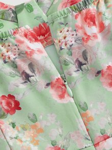SHEIN MOD Rygglös Krås Hem Dragkedja Blommig Boho Klänning - Multifärgad - Visa 4