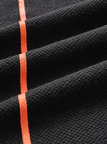 Manfinity RelaxMax Men Striped Print Quarter Zip Polo Shirt - Black - View 5