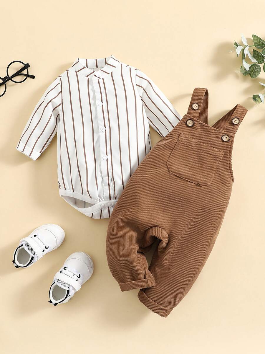 SHEIN Bebé niño Body de rayas & Mono overol - Multicolor - Ver 1