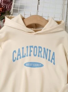 SHEIN Explorewe Girls Letter Graphic Hoodie & Joggers - Multicolor - View 3