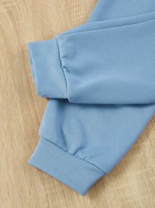 SHEIN Explorewe Girls Letter Graphic Hoodie & Joggers - Multicolor - View 7