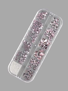 FULL BEAUTY 12 grillas Formas asimétricas rosas Cristales de uñas 3D mixtos Kit de diseños de uñas con gemas y suministros de uñas DIY - Multicolor - Ver 2