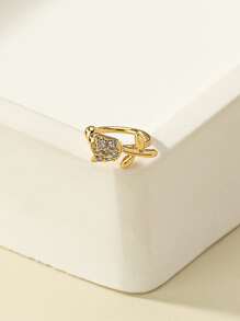 1pc Rhinestone Rose Nose Clip (Copper Material, Adjustable Ring) - Yellow Gold - View 3