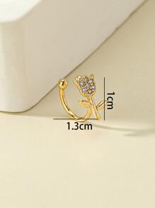 1pc Rhinestone Rose Nose Clip (Copper Material, Adjustable Ring) - Yellow Gold - View 4