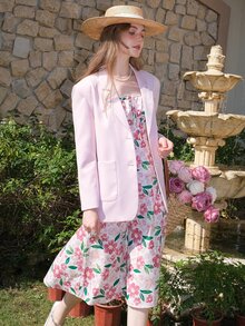 Đầm Tách cao Nếp gấp Phần Ngực Thắt nơ trước Hoa Tất cả trên in Boho - Nhiều màu - Xem 3