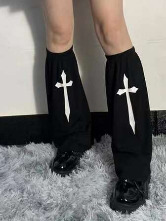 交叉印花中筒襪