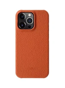 1pc Litchi Embossed Phone Case - Brown - View 5