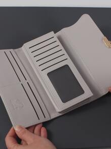 Minimalist Metal Decor Checkbook Cover Lightweight Modern Business Credit Card ID Card Cash Business Casual Teacher's Day Teacher Gifts Work Business Commute Travel Holiday Office Vacation For Anniversary For Couple For Birthday Gift On Valentine Day For Gift For Lady For Female White-Collar Workers Gift Present For Women Wallet Purse Wallet Long Wallet - Green - View 5