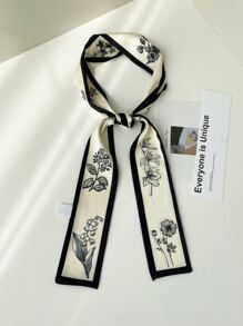 1入組花卉印花窄巾，優雅的髮飾，適合外出和裝扮，可以當作頭巾、髮帶或頭帶，裝扮你的造型