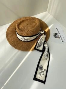 1入組花卉印花窄巾，優雅的髮飾，適合外出和裝扮，可以當作頭巾、髮帶或頭帶，裝扮你的造型