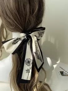 1入組花卉印花窄巾，優雅的髮飾，適合外出和裝扮，可以當作頭巾、髮帶或頭帶，裝扮你的造型