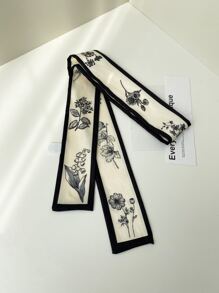 1入組花卉印花窄巾，優雅的髮飾，適合外出和裝扮，可以當作頭巾、髮帶或頭帶，裝扮你的造型