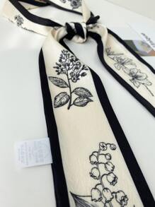 1入組花卉印花窄巾，優雅的髮飾，適合外出和裝扮，可以當作頭巾、髮帶或頭帶，裝扮你的造型