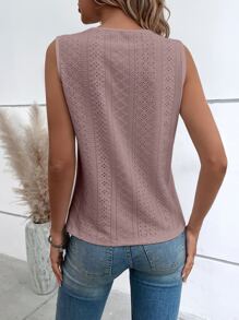 SHEIN LUNE Guipure Lace Panel Tank Top - Mauve Purple - View 2