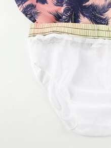 Surfspeed Hombres Shorts de natación con estampado de árbol de coco de cintura con cordón - Multicolor - Ver 4