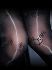 Crown & Letter Graphic Tights - Blue - View 3