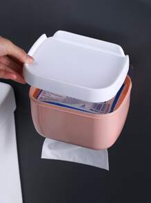 1pc Plastic Toilet Paper Holder, Minimalist Two Tone Punch-Free Waterproof Wall Mounted Toilet Paper Holder For Bathroom Bathroom Decor