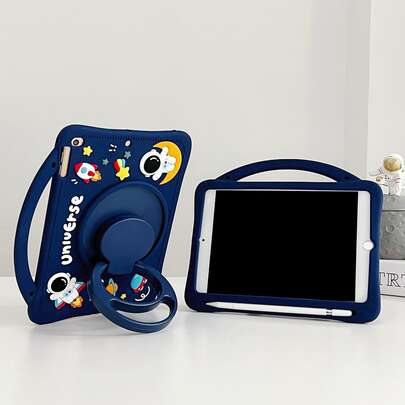 1 个硅胶保护套，带铅笔架和 360 度旋转支架，兼容 iPad，宇航员设计（不含铅笔），兼容 iPad 第 9 代/iPad 第 10 代 Kawaii