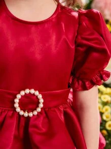 Cô Gái Trẻ Ống tay áo Xoay eo Eo Đầm - Đỏ - Xem 6