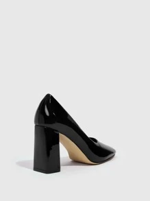 CUCCOO BIZCHIC 女士鞋时尚方头粗跟高跟鞋优雅黑色百搭高跟鞋夏季毕业高跟鞋舞会高跟鞋度假鞋夏季促销优雅基础款商务休闲商务时尚圣诞节秋季新年假期 - 黑色 - 查看 3