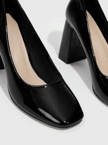 CUCCOO BIZCHIC 女士鞋时尚方头粗跟高跟鞋优雅黑色百搭高跟鞋夏季毕业高跟鞋舞会高跟鞋度假鞋夏季促销优雅基础款商务休闲商务时尚圣诞节秋季新年假期 - 黑色 - 查看 4