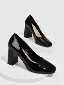 CUCCOO BIZCHIC 女士鞋时尚方头粗跟高跟鞋优雅黑色百搭高跟鞋夏季毕业高跟鞋舞会高跟鞋度假鞋夏季促销优雅基础款商务休闲商务时尚圣诞节秋季新年假期 - 黑色 - 查看 5