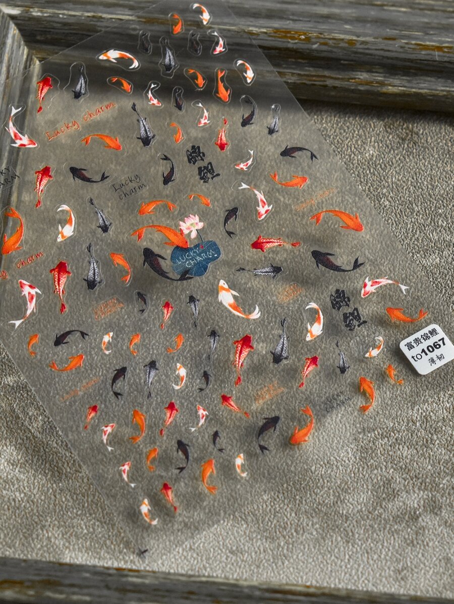 Nail Sticker 1sheet Chinese Style  Fish Goldfish Stickers For Manicure DIY