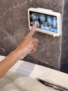 1 hộp lưu trữ ABS, hộp lưu trữ điện thoại treo tường tối giản cho phòng tắm - trắng - Xem 2