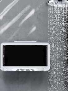 1 hộp lưu trữ ABS, hộp lưu trữ điện thoại treo tường tối giản cho phòng tắm - trắng - Xem 3