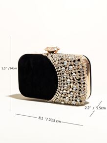 Bolso de cubo decorado con cristales, de diseño con cordón, de estilo casual de negocios, ligero. Bolso transparente de con cuentas de perlas falsas, bolso de noche elegante, exquisito y de lujo discreto con cristales, perfecto para fiestas, cenas, vestidos de fiesta de Navidad, para chica, mujer, novia