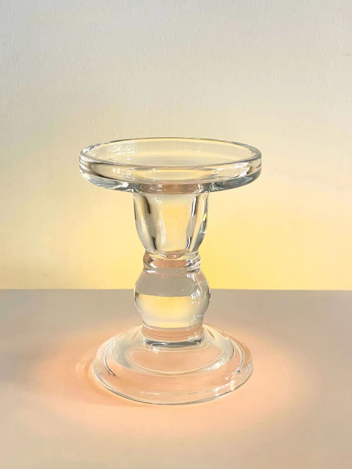 1pc Glass Candle Holder, Modern Clear Candle Stand For Home - Clear - View 1