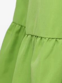 SHEIN VCAY 小高領荷葉邊娃娃裙 - 青檸色 - 查看 6