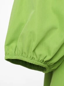 SHEIN VCAY 小高領荷葉邊娃娃裙 - 青檸色 - 查看 7