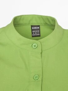 SHEIN VCAY 小高領荷葉邊娃娃裙 - 青檸色 - 查看 8