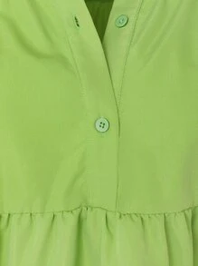 SHEIN VCAY 小高領荷葉邊娃娃裙 - 青檸色 - 查看 9