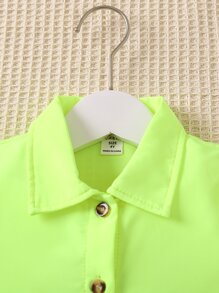 小女童翻蓋細節襯衫和百褶半身裙和吊帶上衣 - 彩色 - 查看 3