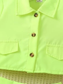 小女童翻蓋細節襯衫和百褶半身裙和吊帶上衣 - 彩色 - 查看 6