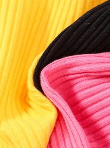 Baby 3pcs Ribbed Knit Lettuce Trim Cami Top - Multicolor - View 4