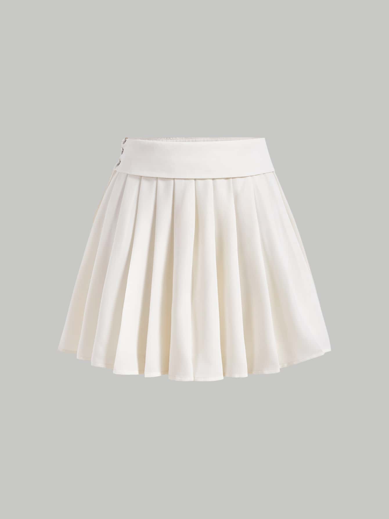 SHEIN MOD Solid Pleated Skirt - Beige - View 1